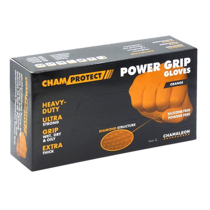 CHAMAELEON Nitrilo pirštin. Power grip XL oranž. (50vnt.)
