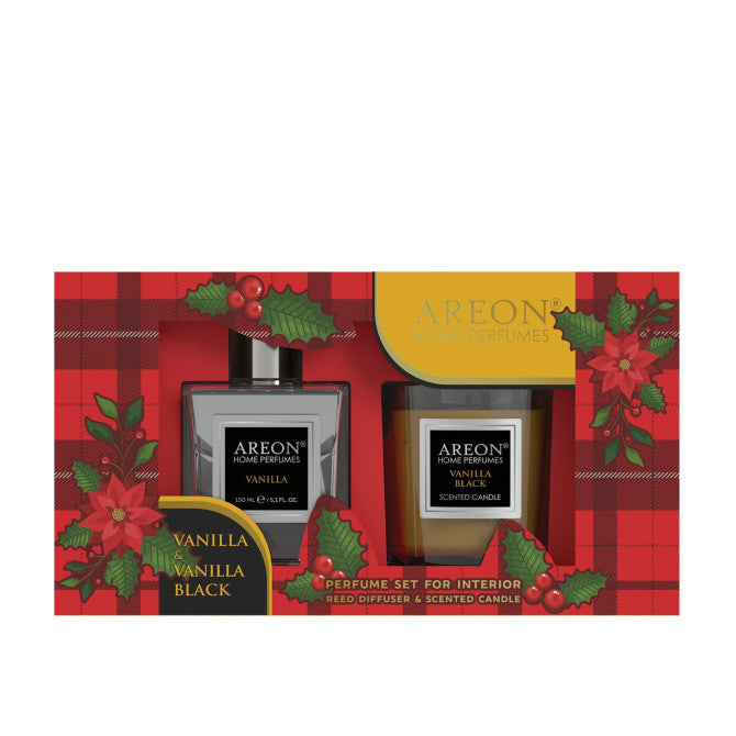Rinkinys, namų kvapas ir žvakė AREON Vanilla Black 150 ml